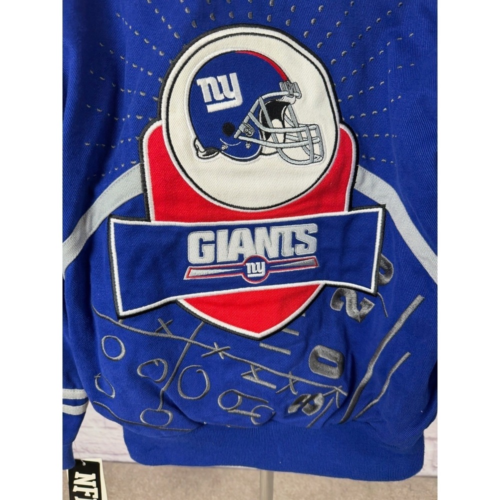 VTG Reebok NFL New York Giants Blue Red Embroidered Bomber Jacket‎ Mens XL NWOT - Picture 11 of 16